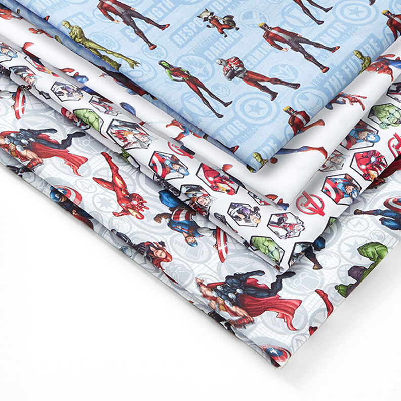 Cretonne Tissu sous licence Mosaïque de motifs Avengers | Marvel – blanc,  image number 5