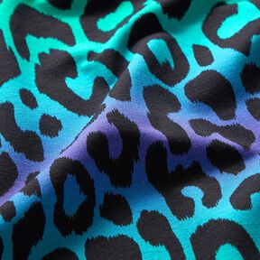 French Terry Sweat d’été Dégardé de couleurs léopard Impression numérique – lilas bleu/turquoise, 