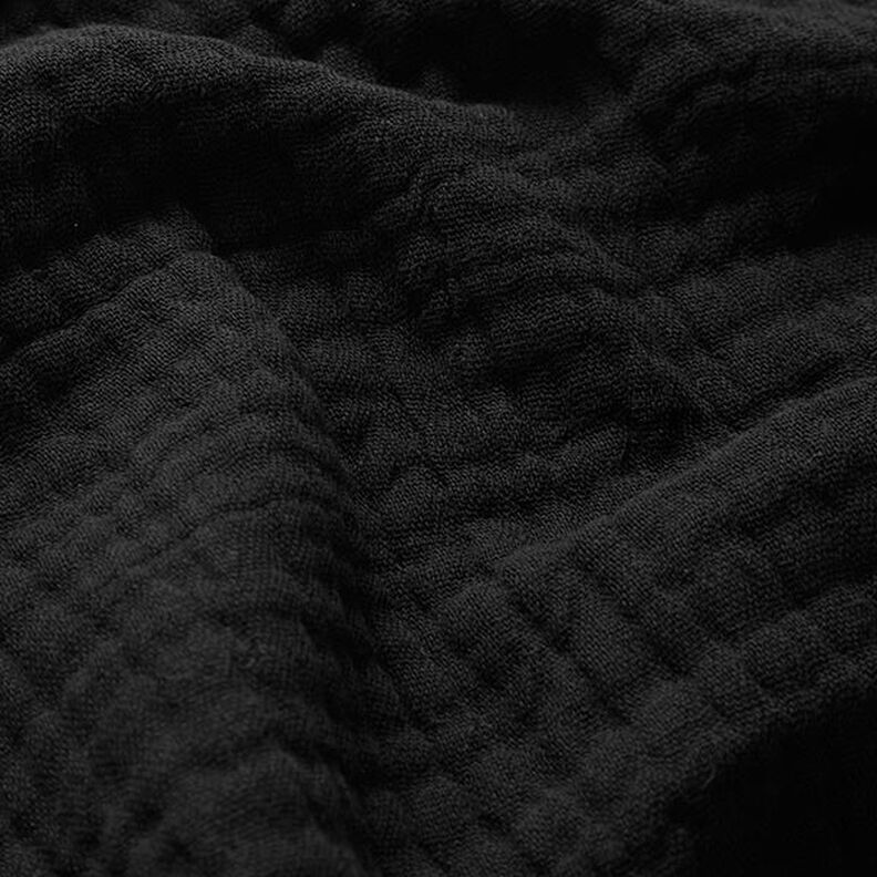 GOTS Tissu triple gaze de coton – noir,  image number 3