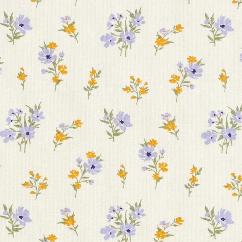Tissu en coton Cretonne Petites fleurs – crème/mauve,  image number 1