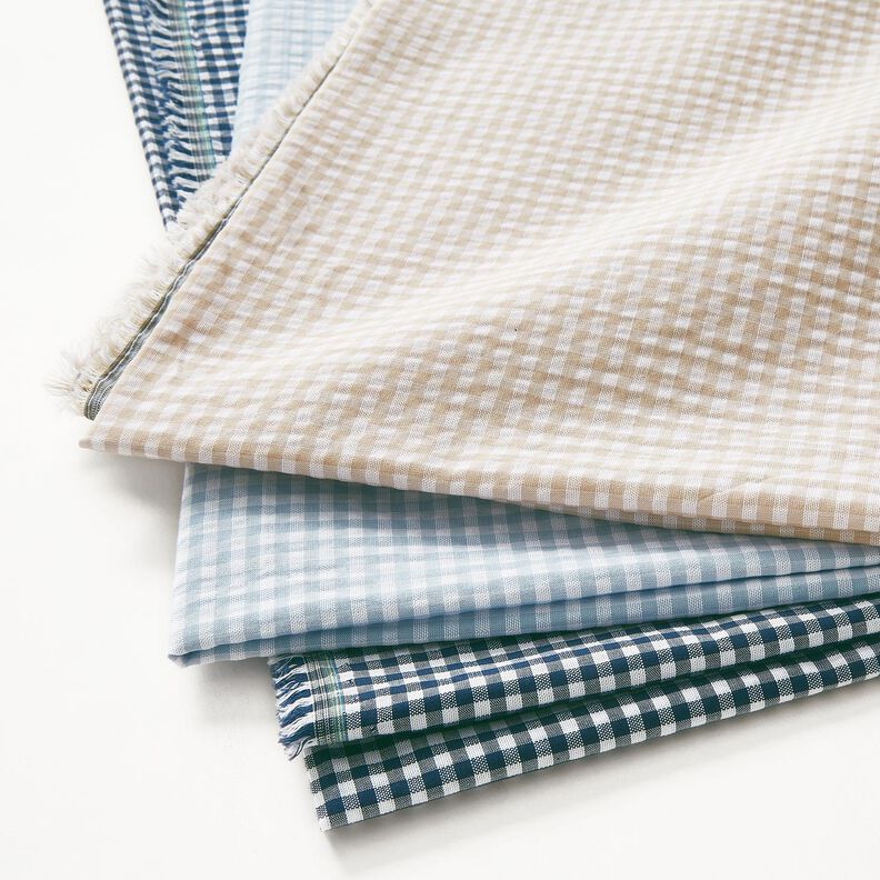 <h2>Seersucker Petit Carreaux Marine &ndash; Textur&eacute; et R&eacute;versible</h2>,  image number 5