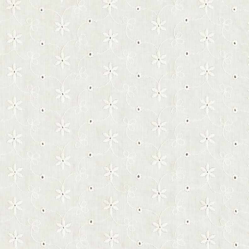 Batiste de coton Dentelle brodée Vrilles de fleurs – écru, image number 1