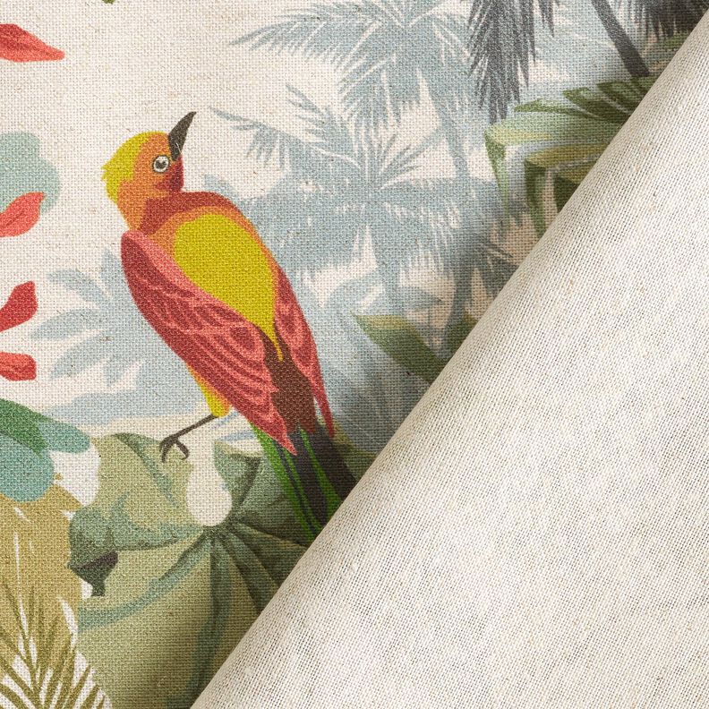 Tissu de décoration Semi-panama Jungle exotique – nature/pin foncé,  image number 4
