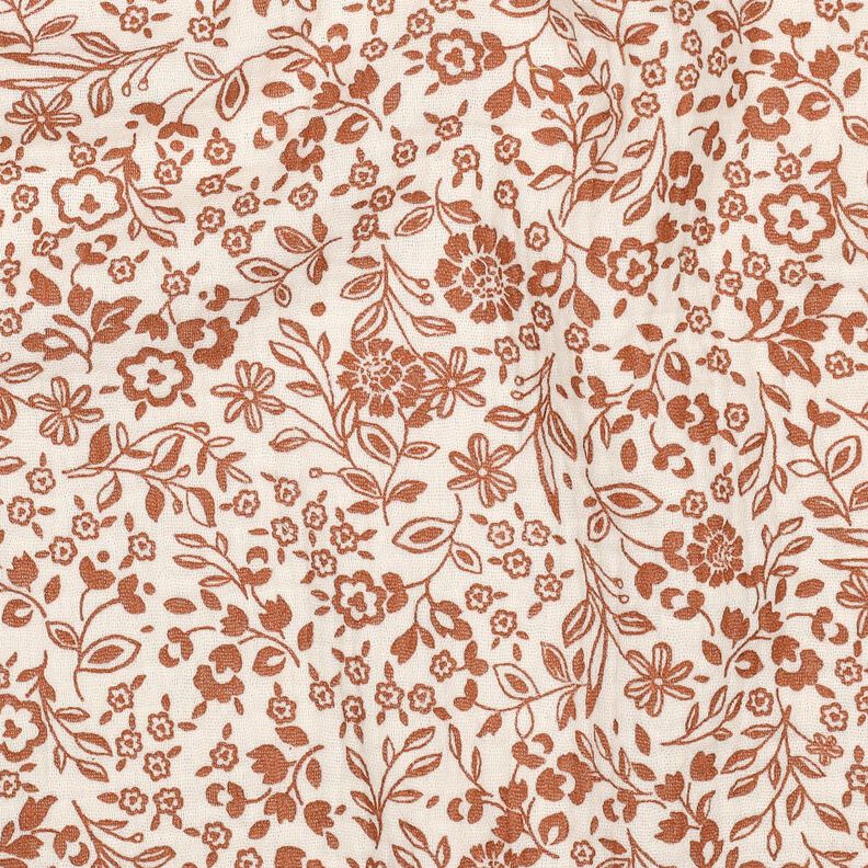 Tissu double gaze de coton Fleurs bicolores  | Poppy Fabrics – beige clair/caramel,  image number 2