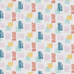 Tissu en coton Cretonne formes hachurées – argent/violet pastel, 