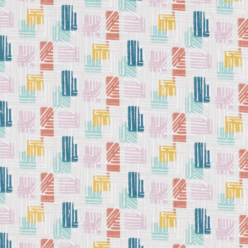Tissu en coton Cretonne formes hachurées – argent/violet pastel,  image number 1