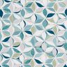 Tissu viscose motif floral géométrique – blanc/bleu aqua,  thumbnail number 1