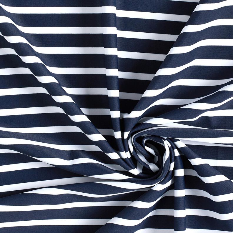 Tissus pour maillot de bain Rayures maritimes – bleu nuit/blanc,  image number 3
