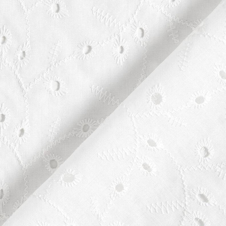 Tissu en coton Broderie ajourée vrilles de fleurs – blanc,  image number 4