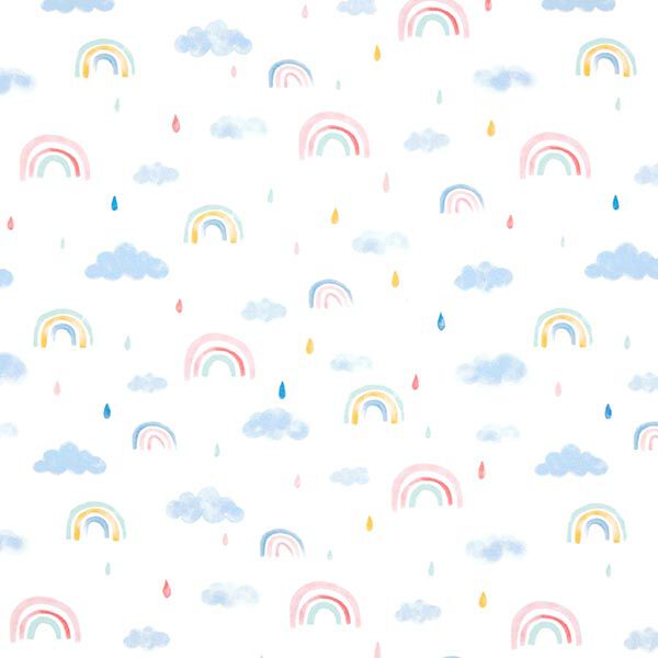GOTS Jersey coton Monde arc-en-ciel aquarelle | Tula – blanc, image number 1