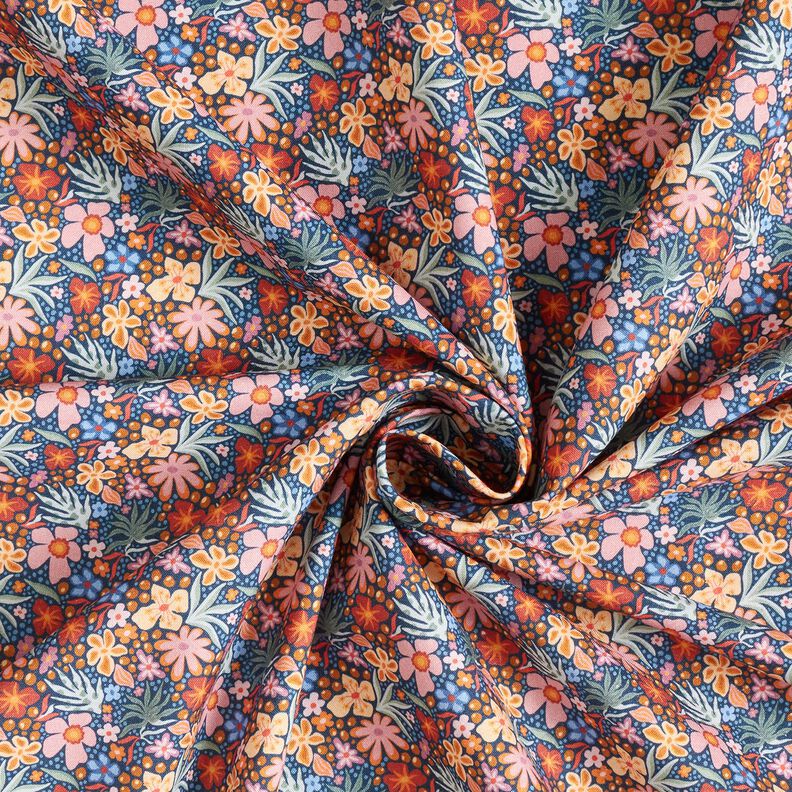 Tissu en coton Popeline kleine Blüten – indigo/vieux rose clair, image number 3
