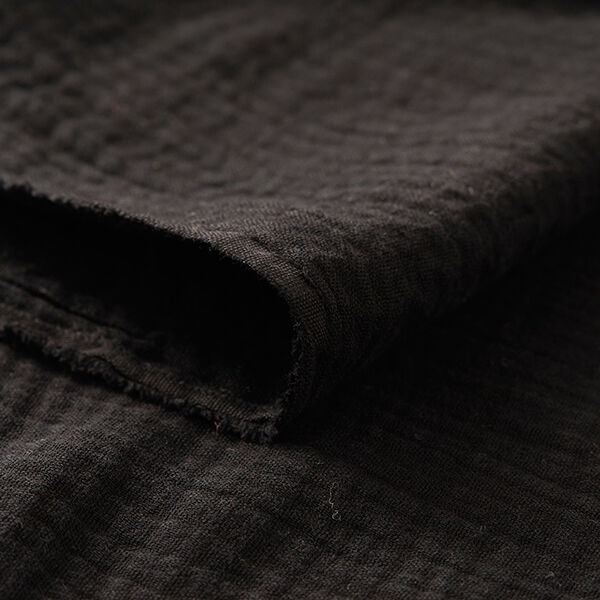 Tissu double gaze de coton – noir,  image number 5