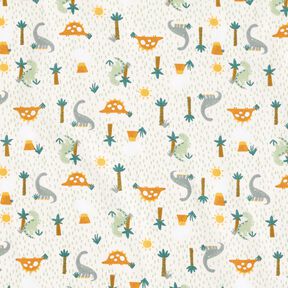 Tissu en coton Cretonne Dinosaures et palmiers – écru/menthe clair, 