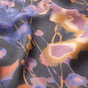 Viscose mélangé Fleurs en aquarelle – bleu nuit, 