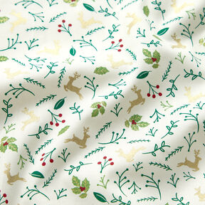 Tissu en coton Popeline Chevreuils et branches – écru/or, 