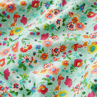 Coton enduit Jolies petites fleurs – bleu ciel, 