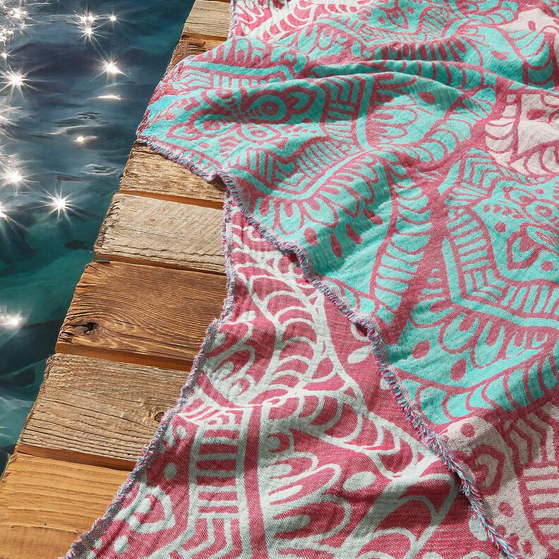 Beachwear serviette hammam ornements jacquard – menthe poivrée/pourpre, image number 5