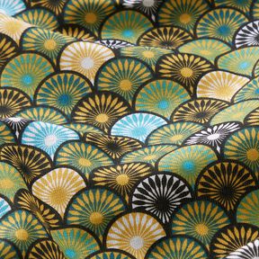 Tissu en coton Cretonne Éventails ronds – pétrole, 