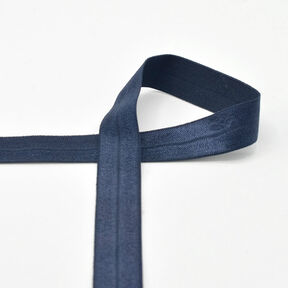 Biais élastique (pré-plié) brillant [20 mm] – bleu marine, 