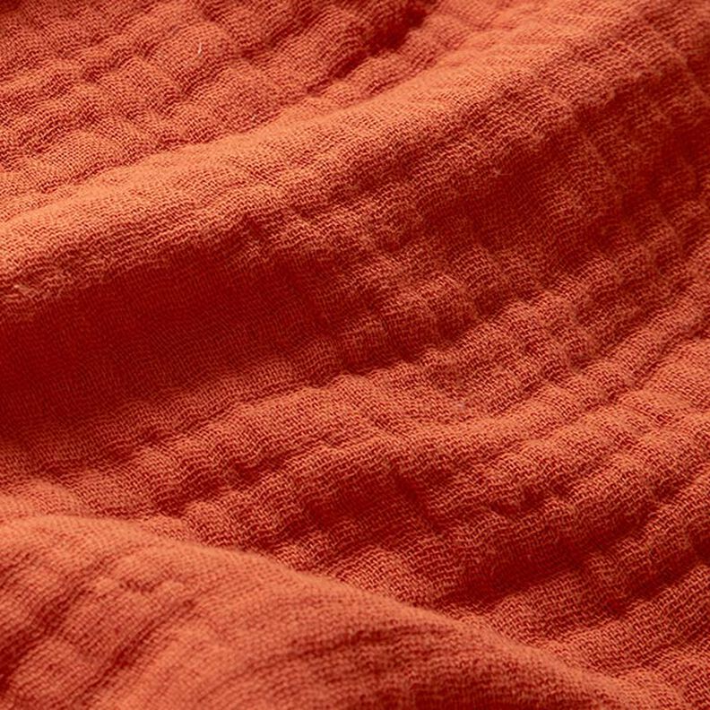 GOTS Tissu triple gaze de coton – terre cuite,  image number 3