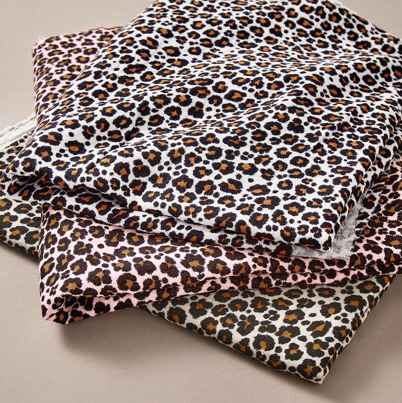 Tissu double gaze de coton Imprimé léopard – taupe clair/noir,  image number 5
