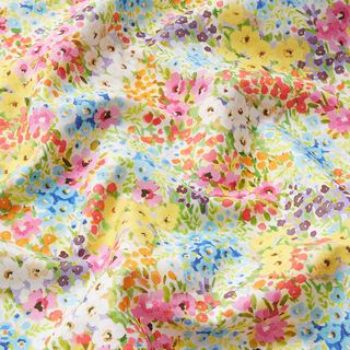 Tissu en coton Popeline Fleurs colorées – lavande/bleu, 