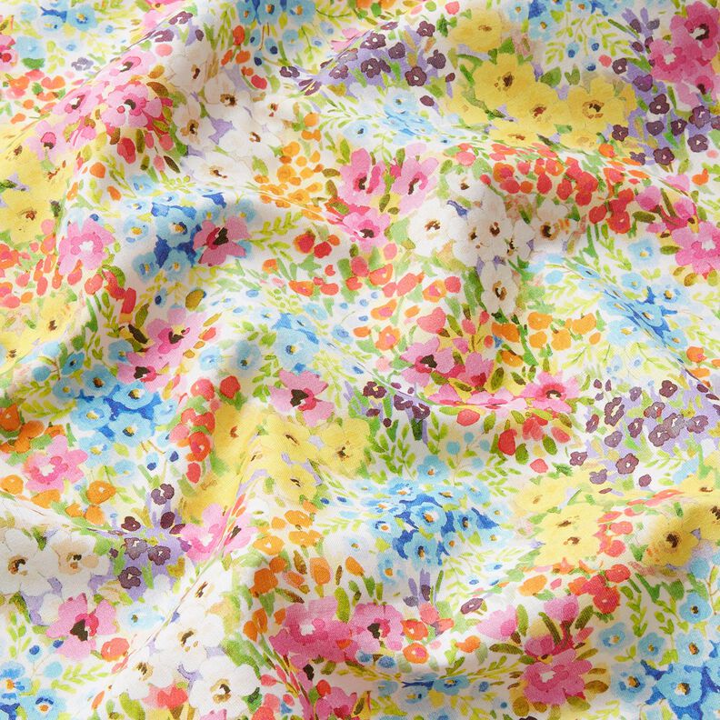 Tissu en coton Popeline Fleurs colorées – lavande/bleu,  image number 2