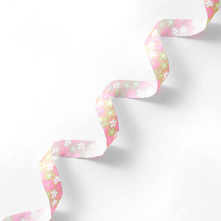 Bande de satin Fleurs – rose vif/rose, 