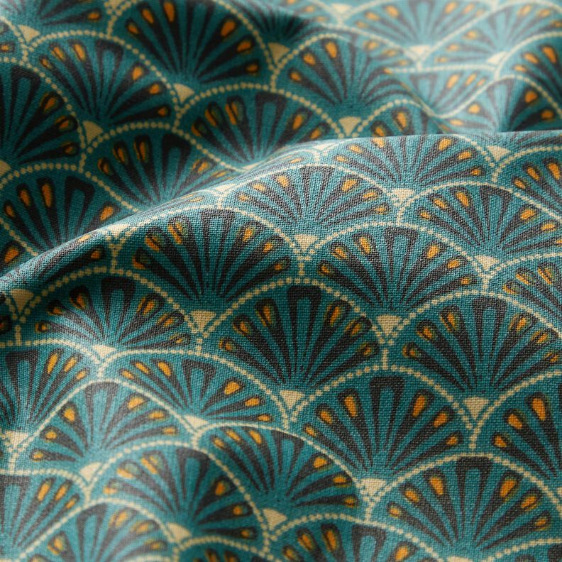 Coton enduit Éventails élégants – pétrole,  image number 3