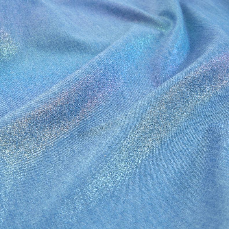 Chambray Brillant arc-en-ciel Imprimé feuille | Poppy Fabrics – bleu jean/mélange de couleurs,  image number 2