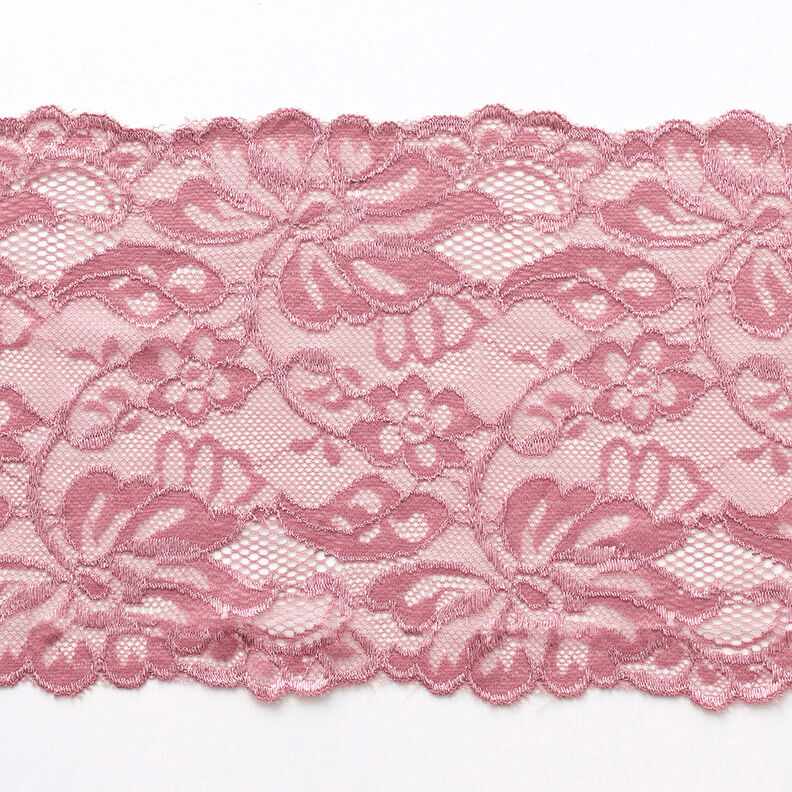 Dentelle élastique [150 mm] – vieux rose,  image number 1