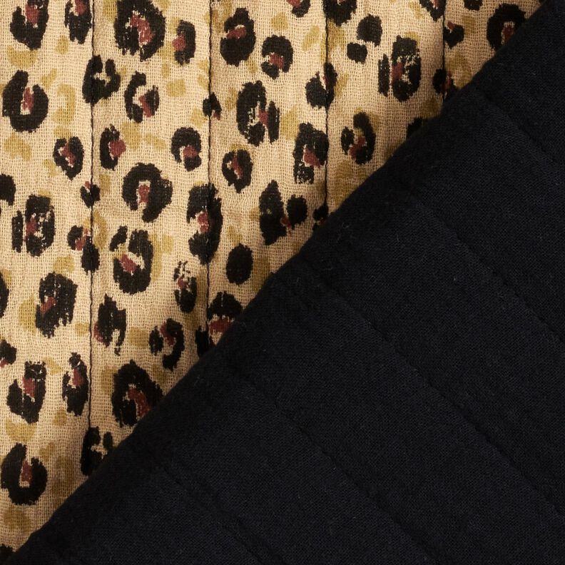 Tissu gaze de coton Tissu matelassé Imprimé lion – beige/noir, image number 5