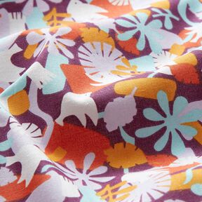 Tissu en coton Cretonne Oiseaux et fleurs – raisin/violet pastel, 