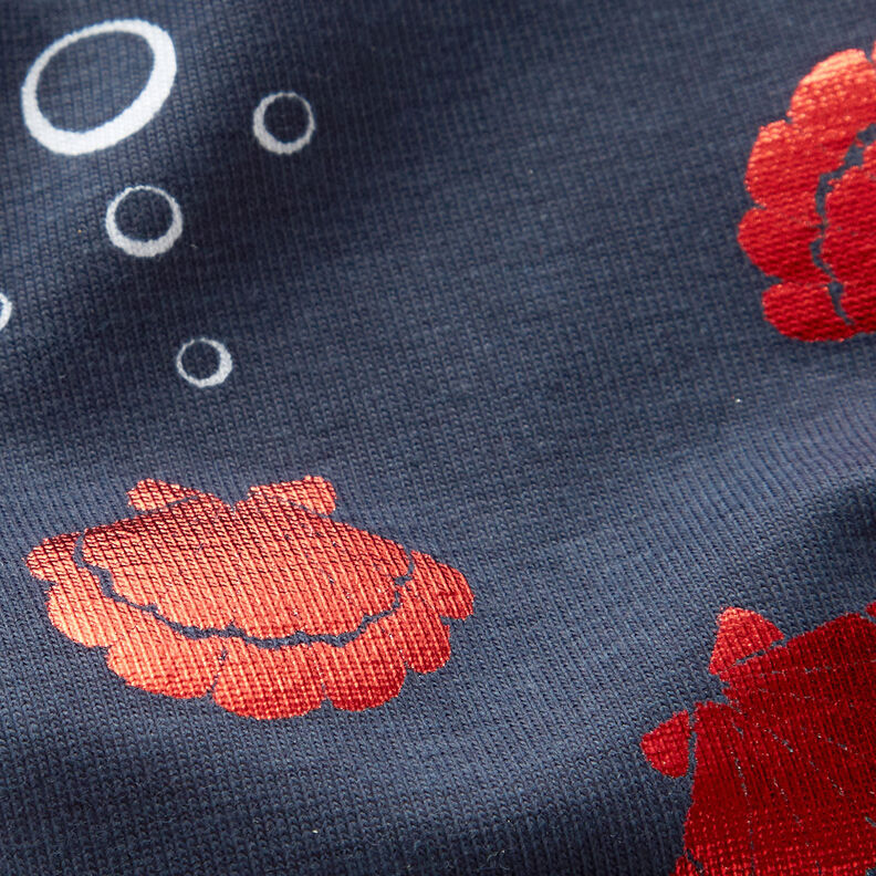 Jersey coton Coquillages Métallique – bleu noir/rouge,  image number 4