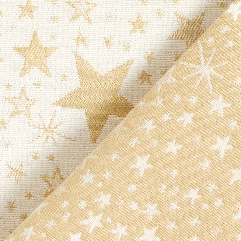 Tissu de décoration Jacquard Lurex Mer d'étoiles – beige clair/or, image number 4