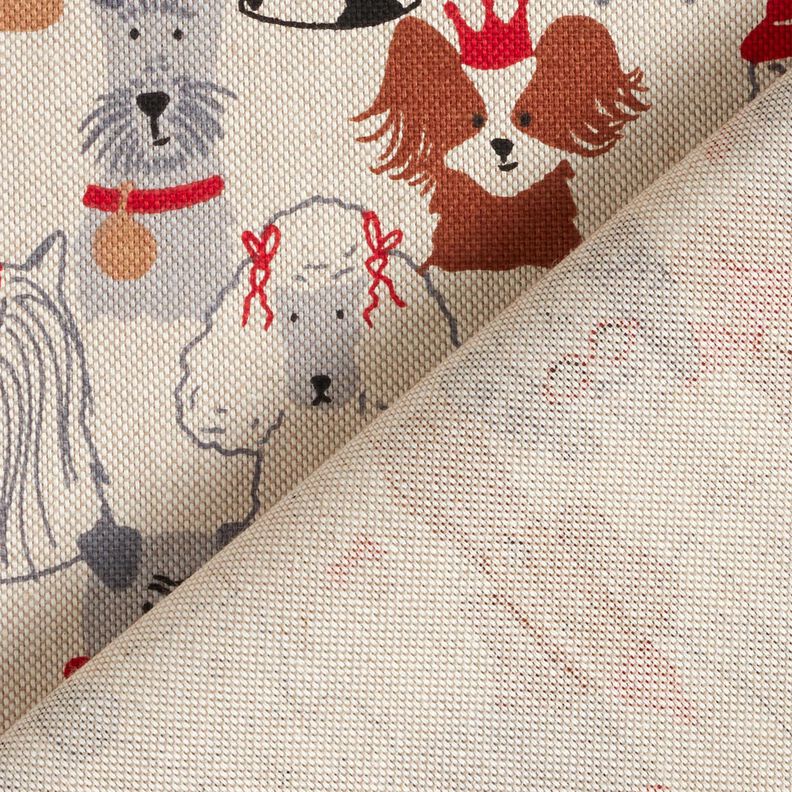 Tissu de décoration Semi-panama Chiens élégants – nature/gris, image number 4