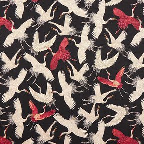 Tissu de décoration Gobelin grues – noir/blanc, 