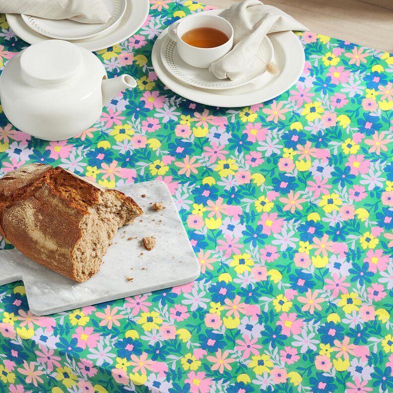 Coton enduit Pastellblumen | Poppy Fabrics – vert herbe/rose,  image number 8