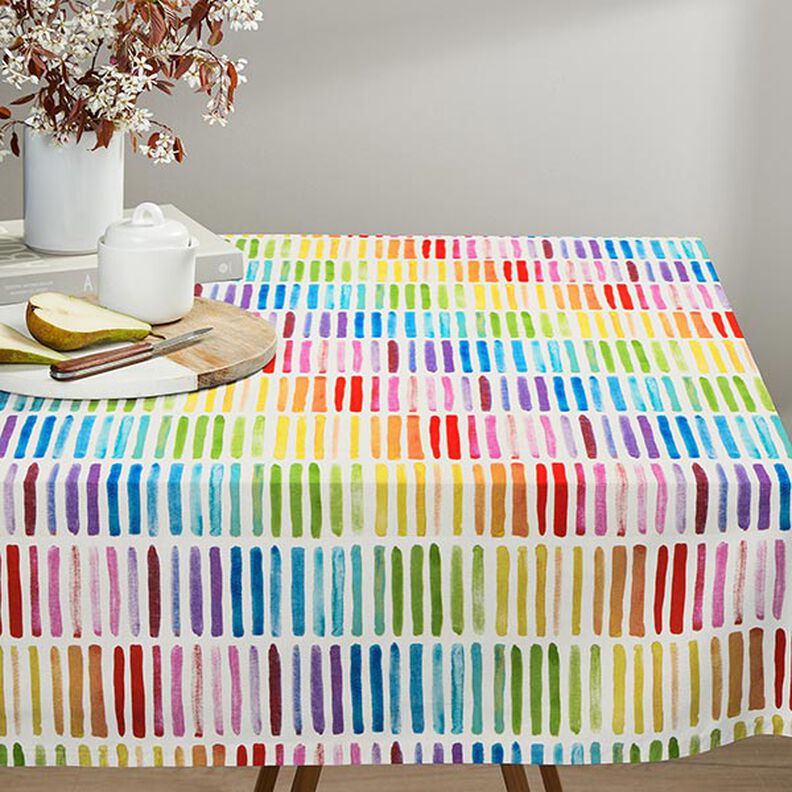 Tissu de décoration Semi-panama rayures arc-en-ciel – blanc, image number 8