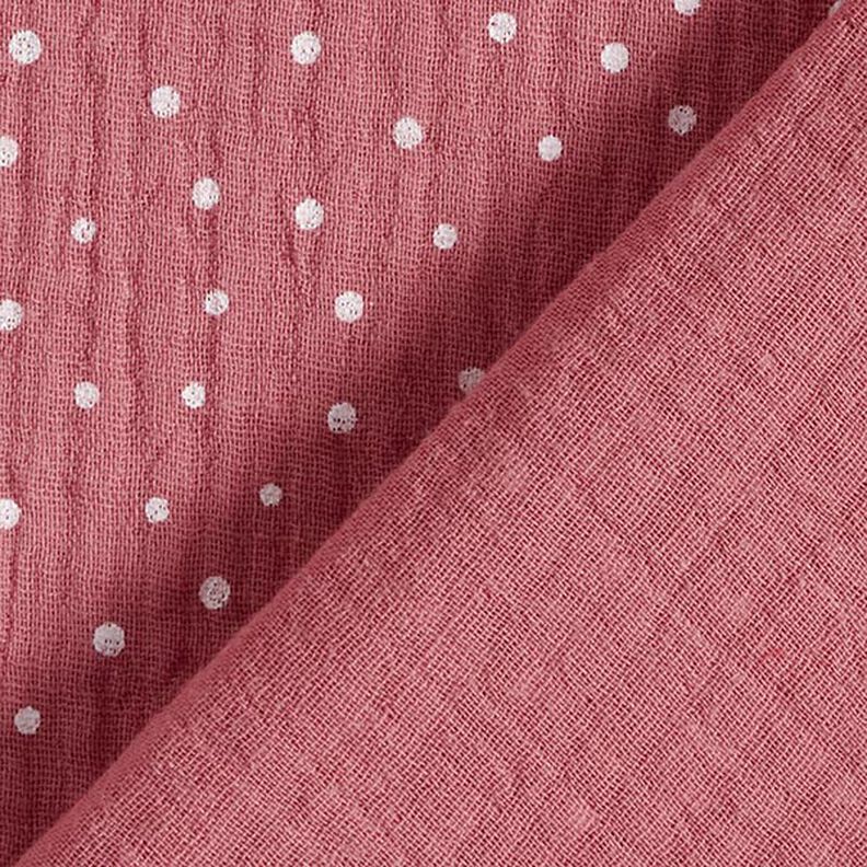 Tissu double gaze de coton Petits points – vieux rose/blanc,  image number 4