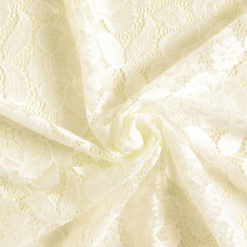 Dentelle élastique Fleurs et feuilles – écru, image number 4