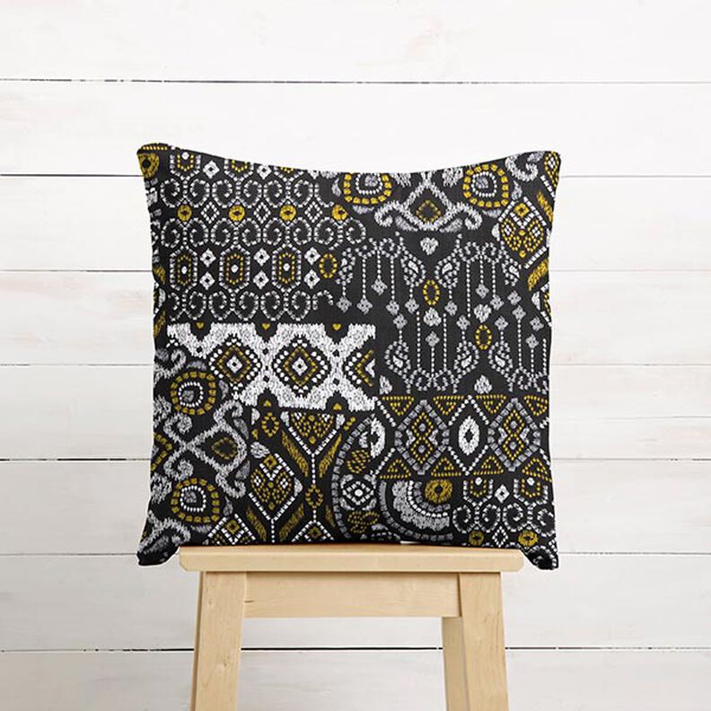 Tissu de décoration Semi-panama Ethnique moderne – noir,  image number 5
