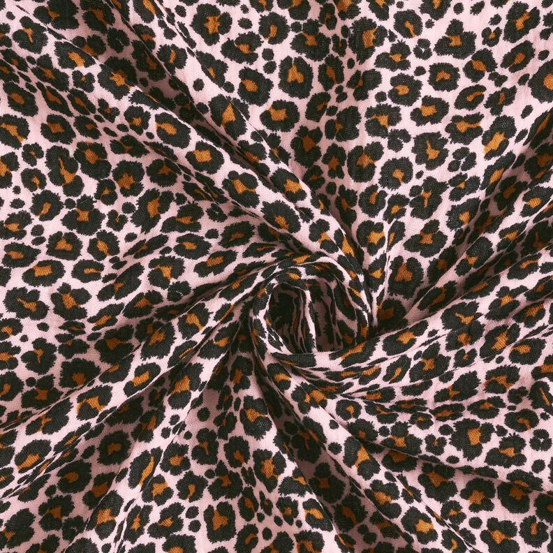 Tissu double gaze de coton Imprimé léopard – rosé/noir, image number 3