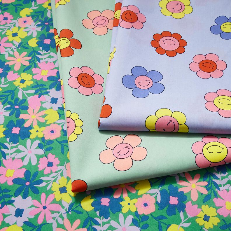 Coton enduit Fleurs joyeuses | Poppy Fabrics – menthe/jaune citron,  image number 6