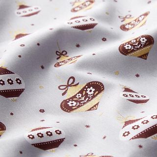 Tissu en coton Popeline Boules de Noël pointues – gris/or, 