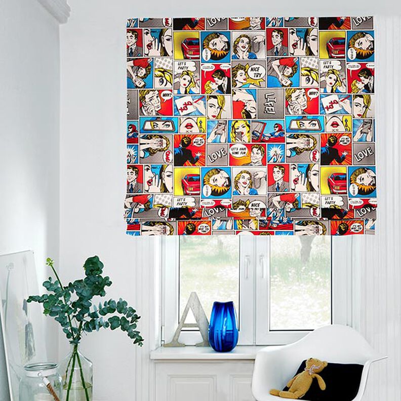 Tissu de décoration Semi-panama Comic Pop-Art – blanc,  image number 6