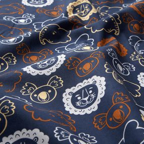Popeline coton Visages d'animaux | Poppy Fabrics – gris bleu, 