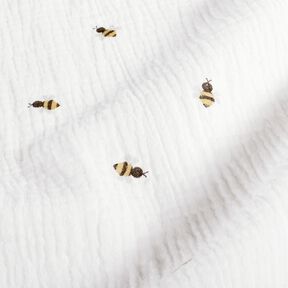 Tissu double gaze de coton Bienchen – écru/or, 