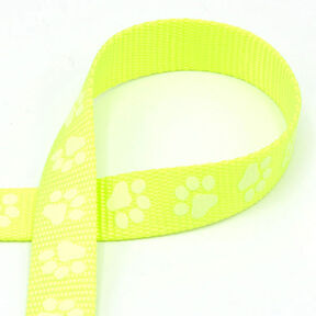 Ruban réfléchissant Laisse pour chien Patte [20 mm] – jaune fluo, 