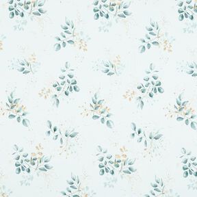 Jersey coton Eucalyptus | Glitzerpüppi – blanc/bleu pigeon, 